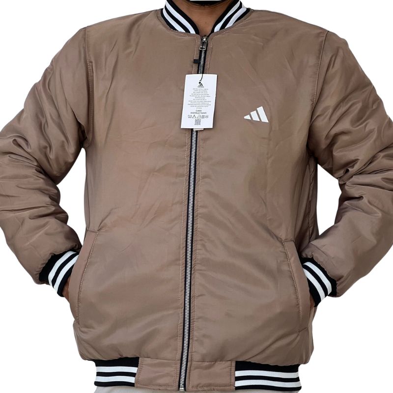 Adidas Men's Classic Bomber Jacket in Burgundy | Lightweight & Insulated | Tan