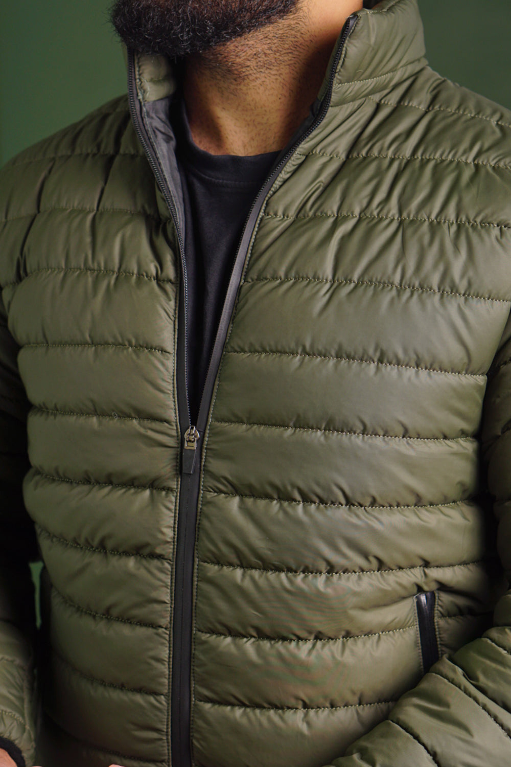 Insulated Puffer Jacket | Lightweight & Water-Resistant | Olive Green