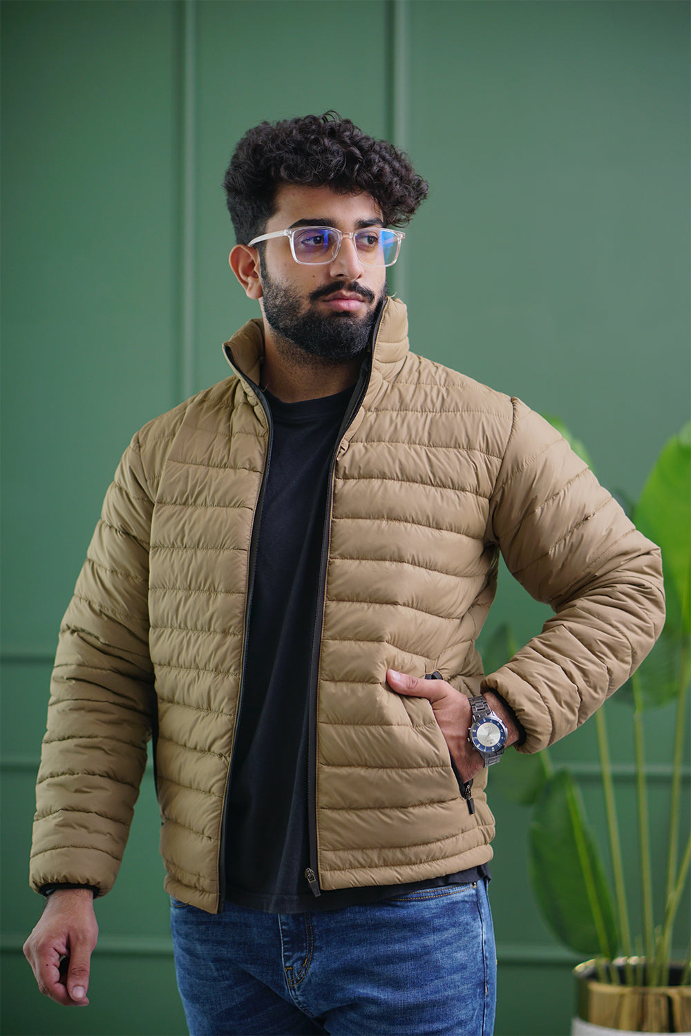 Insulated Puffer Jacket | Lightweight & Water-Resistant | Beige