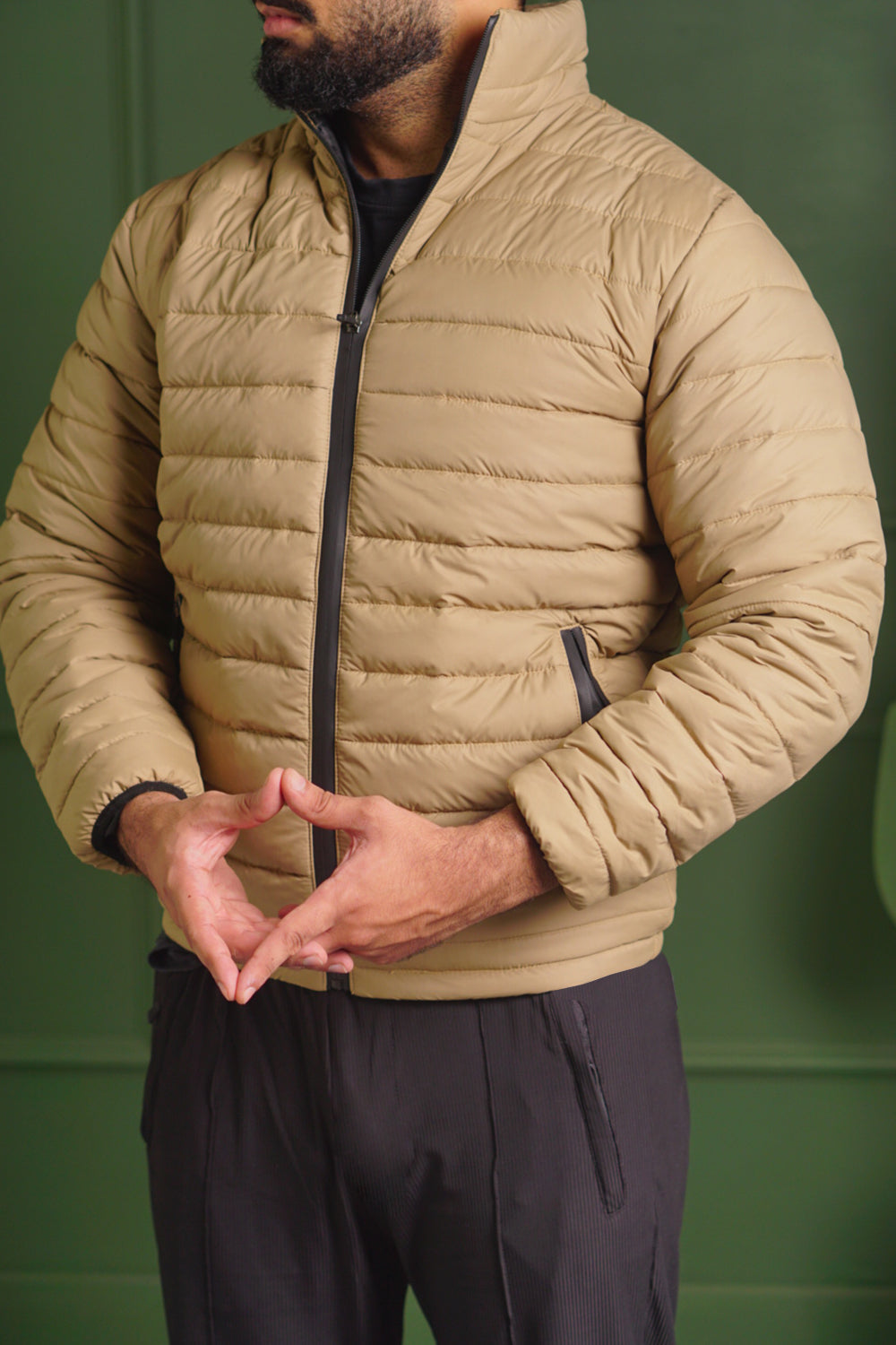 Insulated Puffer Jacket | Lightweight & Water-Resistant | Beige