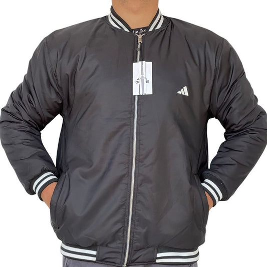Adidas Men's Classic Bomber Jacket in Burgundy | Lightweight & Insulated | Black