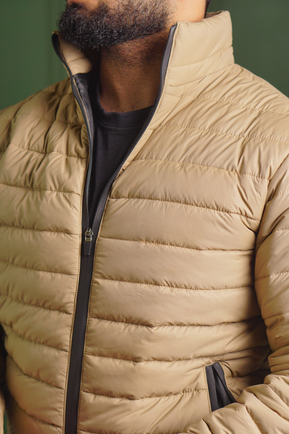 Insulated Puffer Jacket | Lightweight & Water-Resistant | Beige